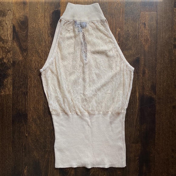 Soft Cream Bebe top with lace back - Picture 3 of 6